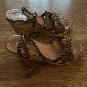 Coach Bronze Wedge Sandals